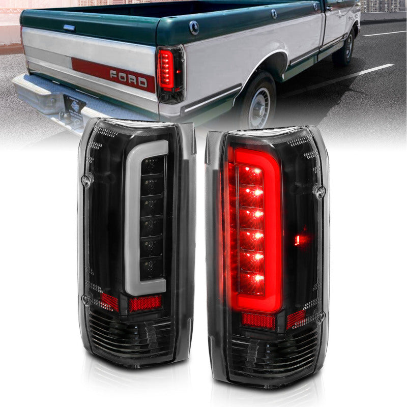 ANZO 1987-1996 Ford F-150 LED Taillights Black Housing Clear Lens (Pair)-SR1 Performance
