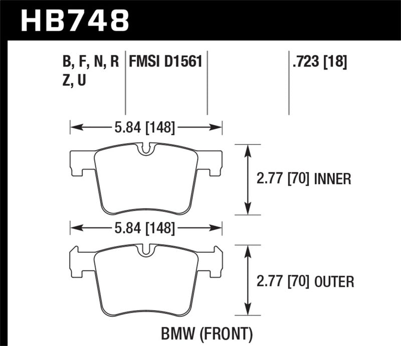 Hawk 13-14 BMW 328i/328i xDrive / 2014 428i/428i xDrive HPS Front Brake Pads-SR1 Performance