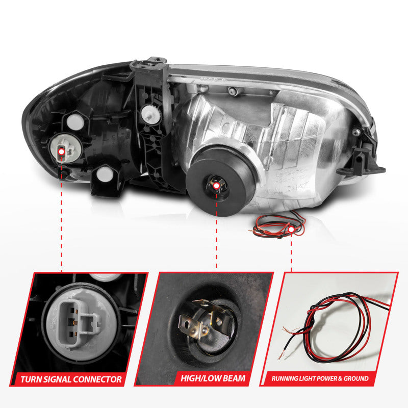 ANZO 00-04 Toyota Tundra (Fits Reg/Acc Cab Only) Crystal Headlights w/Light Bar Black w/Corner Light-SR1 Performance