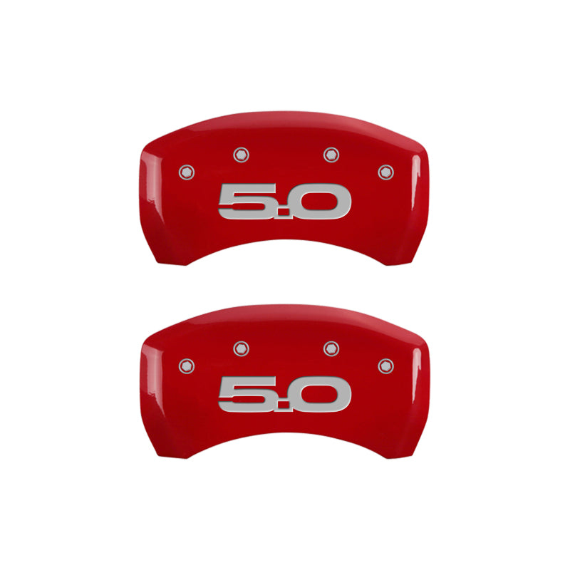 MGP 4 Caliper Covers Engraved Front 2015/Mustang Engraved Rear 2015/50 Red finish silver-SR1 Performance