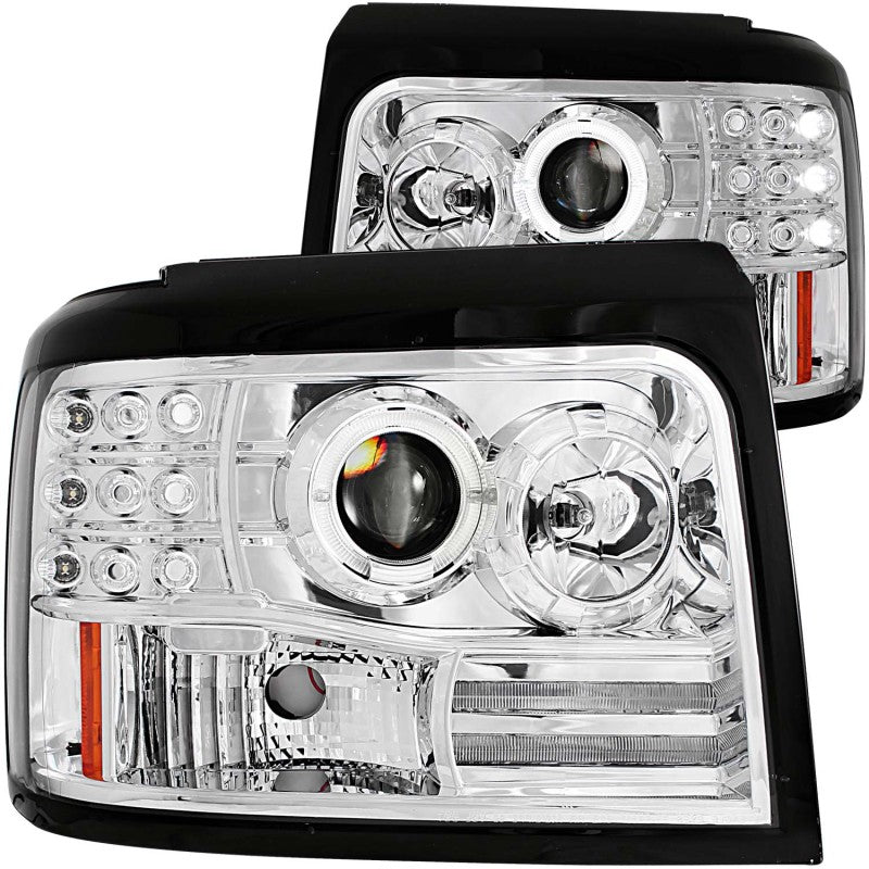 ANZO 1992-1996 Ford F-150 Projector Headlights w/ Halo Chrome w/ Side Markers and Parking Lights-SR1 Performance