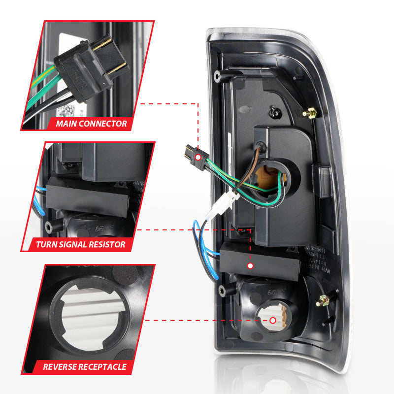 ANZO 1997-2003 Ford F-150 LED Tail Lights w/ Light Bar Black Housing Clear Lens-SR1 Performance