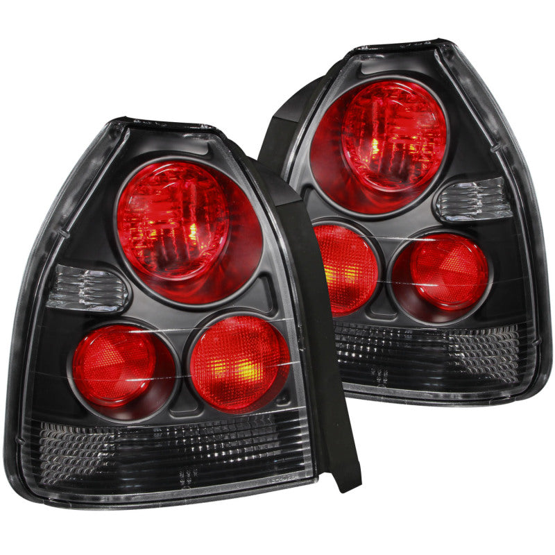 ANZO 1996-2000 Honda Civic Taillights Black-SR1 Performance