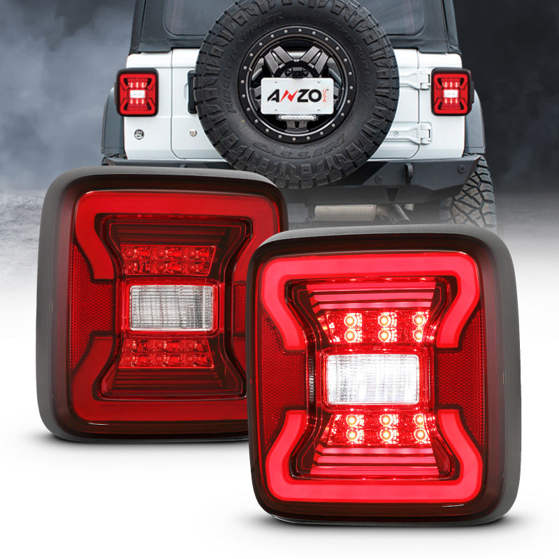 ANZO 18-19 Jeep Wrangler JL LED Taillights Black-SR1 Performance