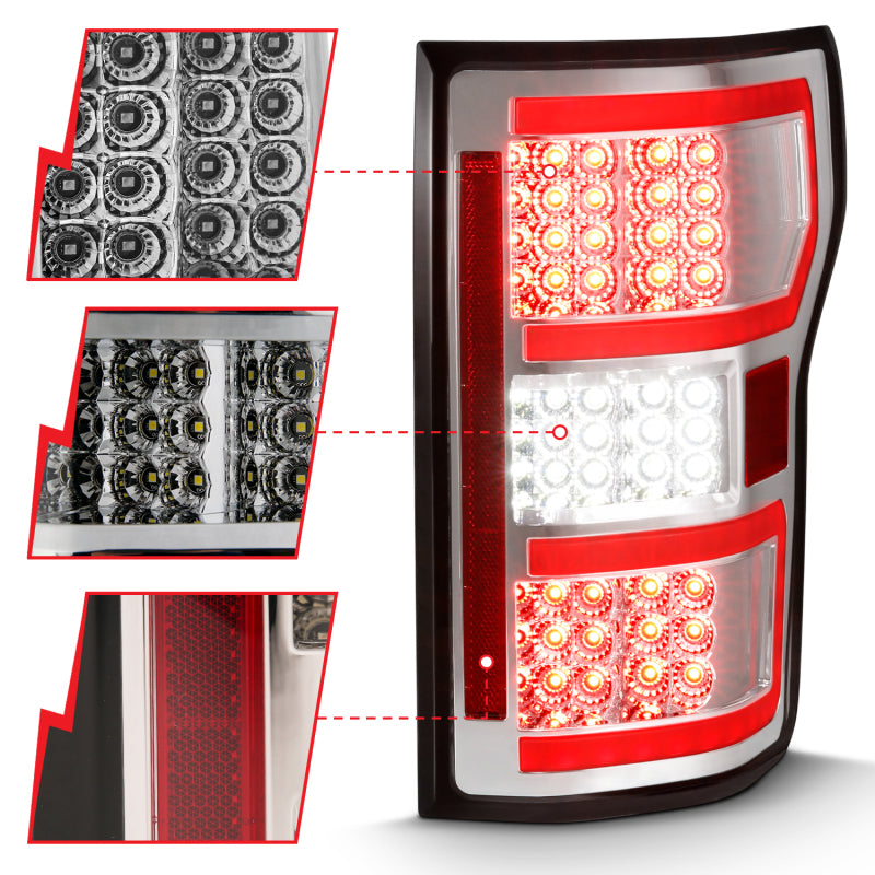 ANZO 2018-2019 Ford F-150 LED Taillight Chrome (Red Light Bar) (w/ Sequential)-SR1 Performance