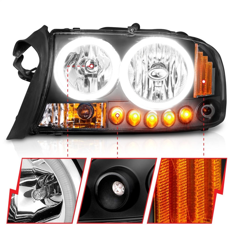 ANZO 1997-2004 Dodge Dakota Crystal Headlights Black 1pc-SR1 Performance