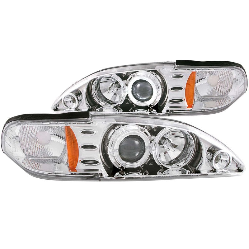 ANZO 1994-1998 Ford Mustang Projector Headlights w/ Halo Chrome 1pc-SR1 Performance