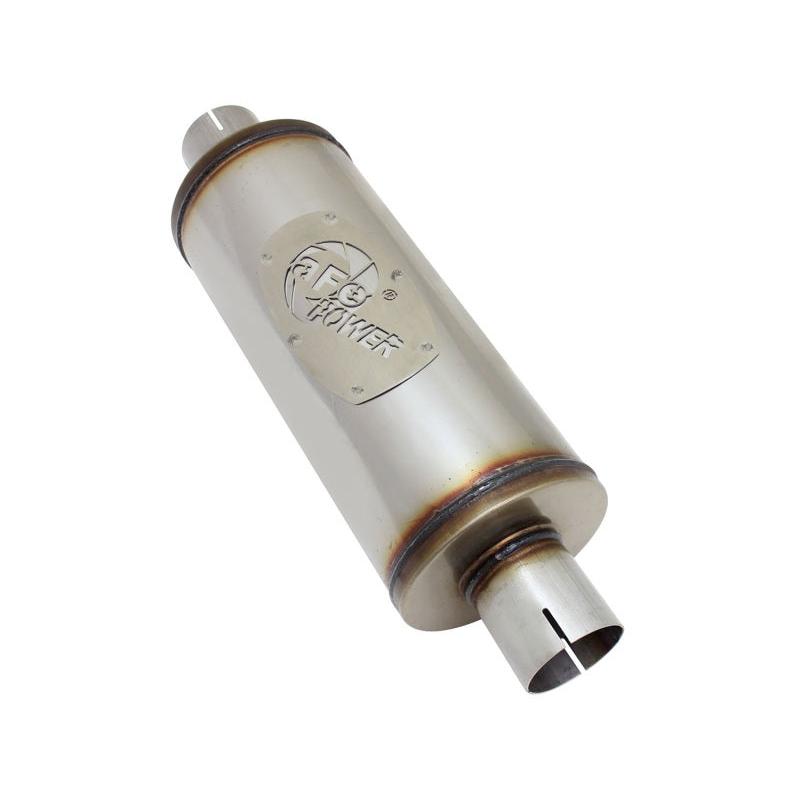 aFe MACH Force-Xp 409 SS Muffler 2-1/2in Center/Center 14in L X 6in Dia - Round Body-SR1 Performance