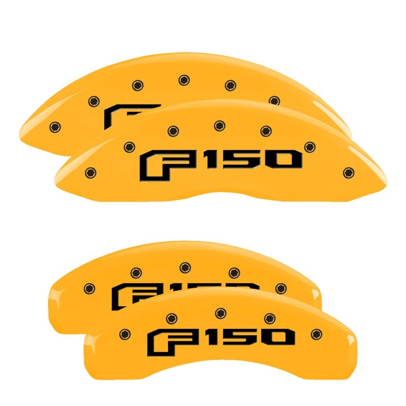 MGP 4 Caliper Covers Engraved Front & Rear 2015 Ford F-150 Yellow Finish Black F-150 Logo-SR1 Performance