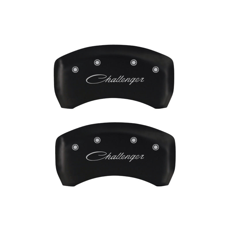 MGP Caliper Covers Engraved Front & Rear Cursive/Challenger Red finish silver-SR1 Performance