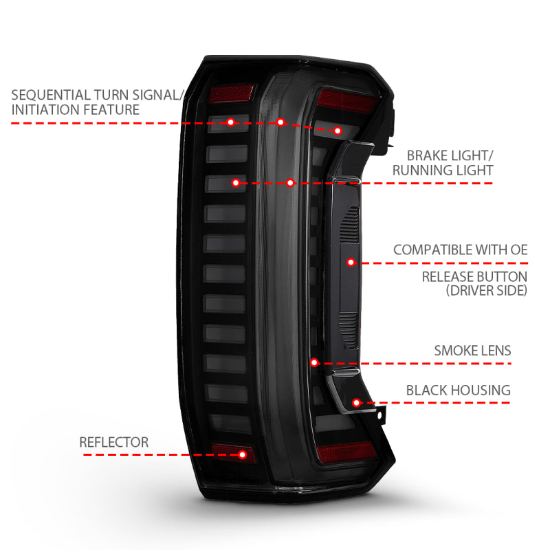 ANZO Z-Series Full LED Tail Lights for 2022-2024 Toyota Tundra with Smoke Lens – Pair