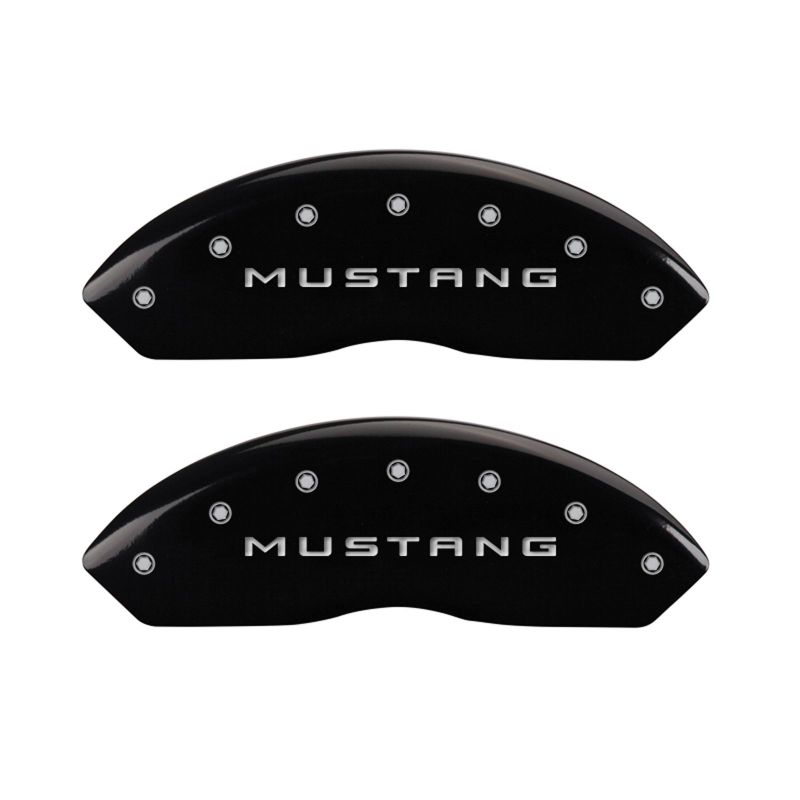 MGP 4 Caliper Covers Engraved Front Mustang Engraved Rear 50 Black finish silver-SR1 Performance