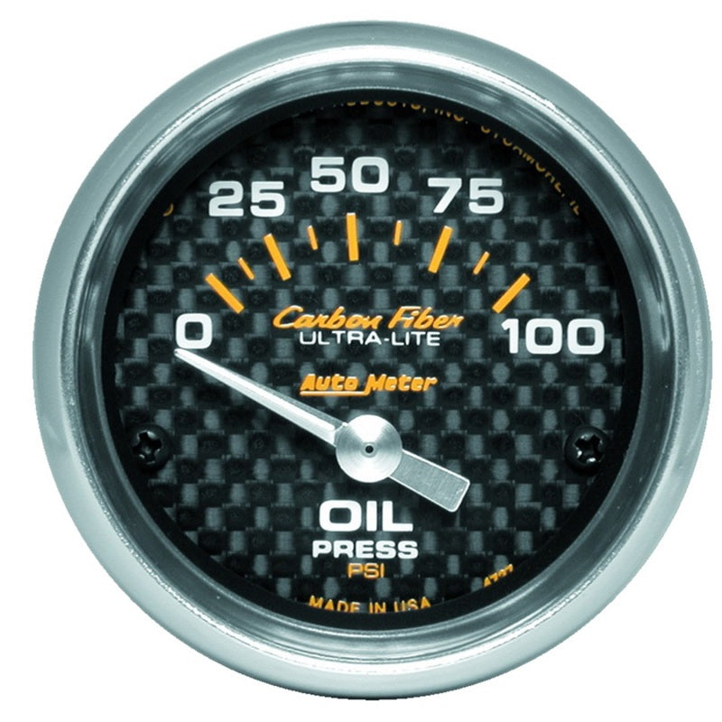 Autometer Carbon Fiber 52mm 100 PSI Electronic Oil Pressure Gauge-SR1 Performance
