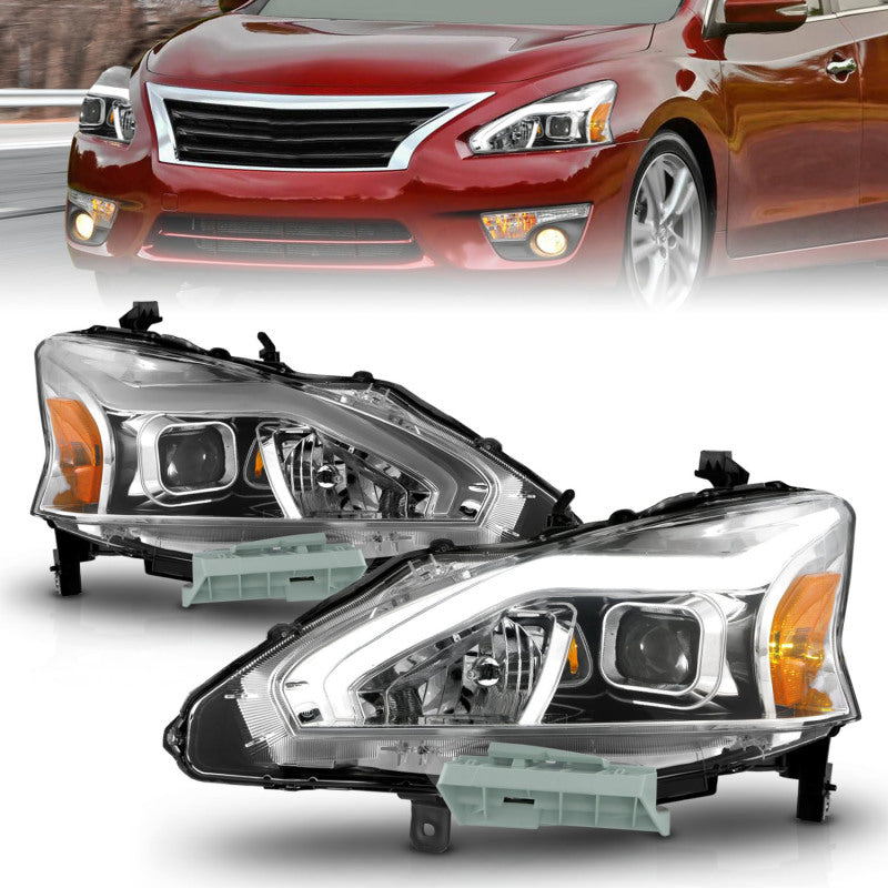 ANZO 13-15 Nissan Altima (w/o Factory HID Bulbs) Projector Headlights - w/ Light Bar Chrome Housing-SR1 Performance