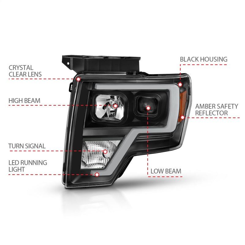 ANZO 2009-2014 Ford F-150 Projector Light Bar H.L Black Amber-SR1 Performance