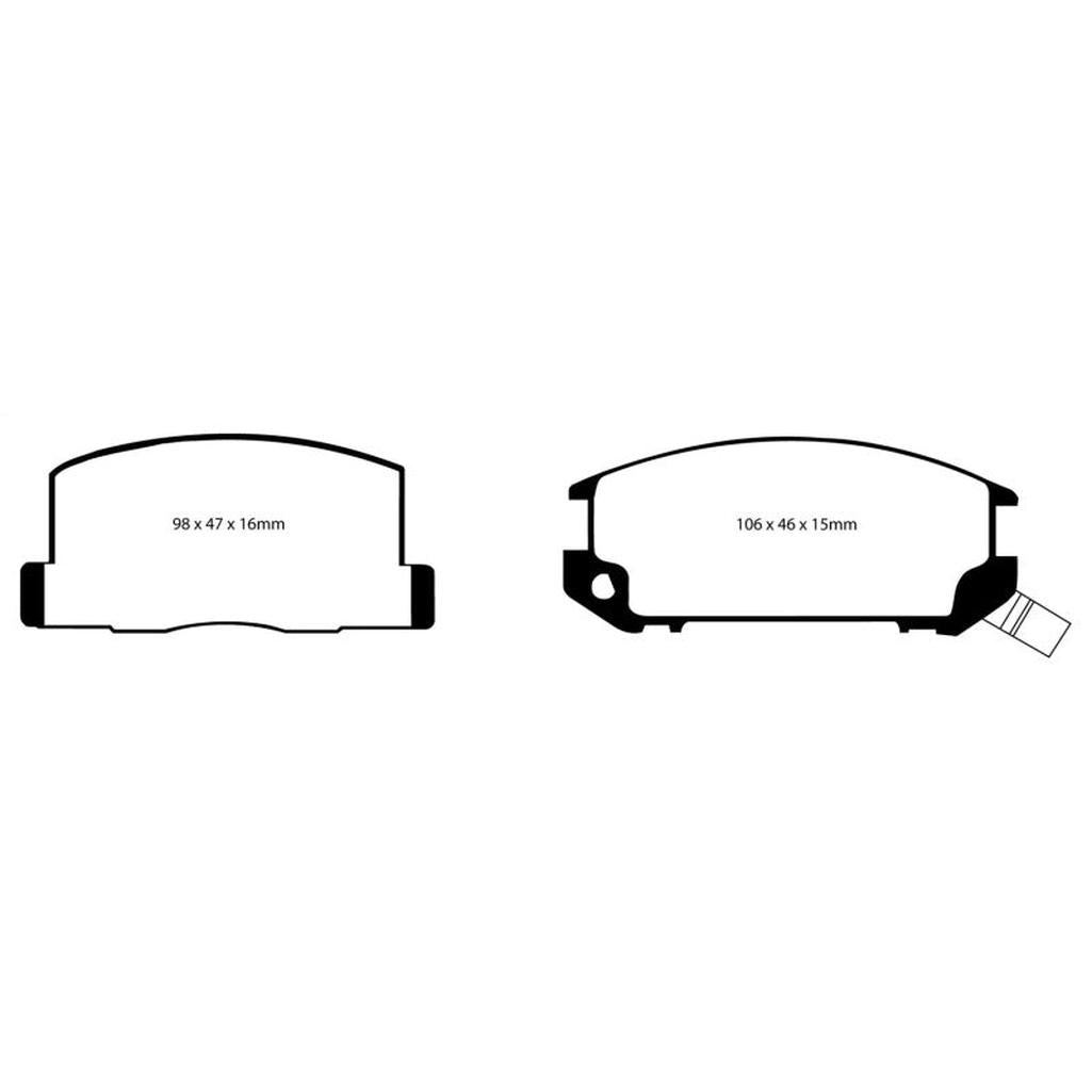 EBC Yellowstuff Rear Brake Pads for Toyota MR2 1985-1990 – High-Performance Street and Track Use