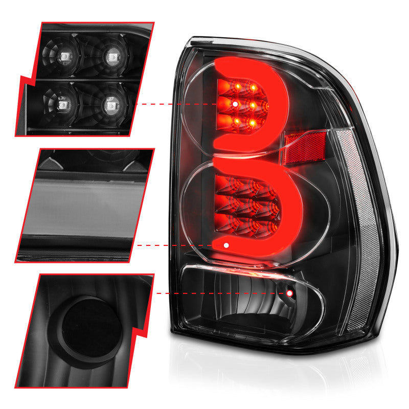 ANZO 2002-2009 Chevrolet Trailblazer LED Tail Lights w/ Light Bar Black Housing Clear Lens-SR1 Performance