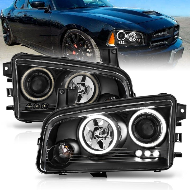 ANZO 2006-2010 Dodge Charger Projector Headlights w/ Halo Chrome (CCFL)-SR1 Performance