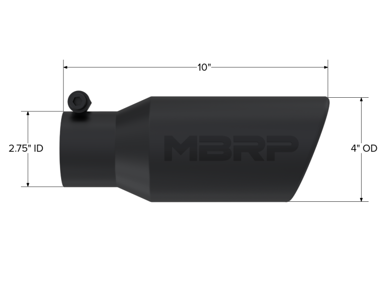MBRP Universal Angled Rolled End Tip 4in OD / 2-3/4in Inlet / 10in Length - Black-SR1 Performance