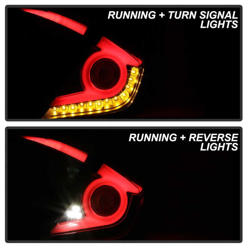 Spyder 16-19 Honda Civic 4 Door Light Bar LED Tail Lights - Black - ALT-YD-HC164D-LB-BK-SR1 Performance
