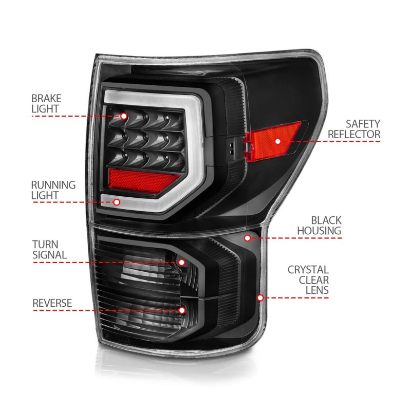 Anzo 07-11 Toyota Tundra Full LED Tailights Black Housing Clear Lens G2 (w/C Light Bars)-SR1 Performance