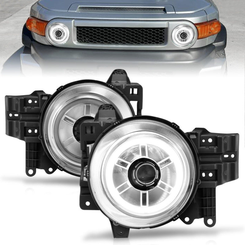 ANZO 2007-2013 Toyota Fj Cruiser Projector Headlights w/ Halo Chrome-SR1 Performance