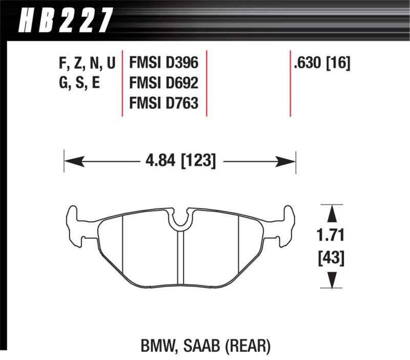 Hawk BMW 3/5/7 Series / M3 / Z3 / Z4 Race Blue 9012 Rear Brake Pads-SR1 Performance