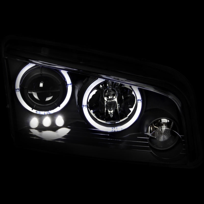 ANZO 2006-2010 Dodge Charger Projector Headlights w/ Halo Black-SR1 Performance