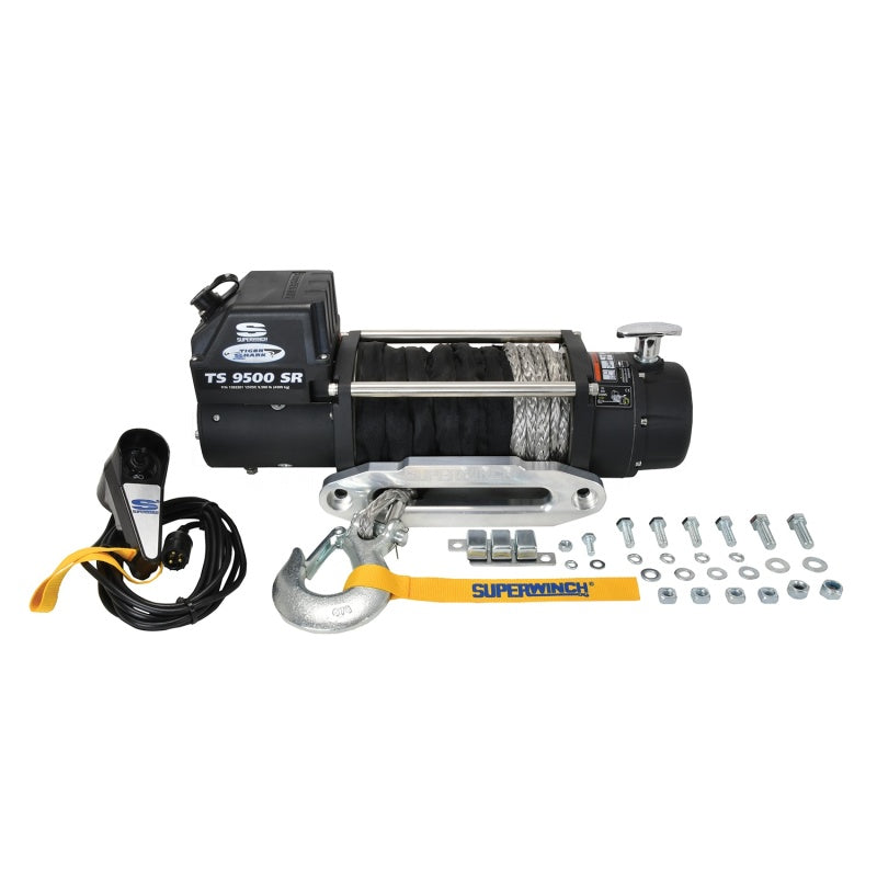 Superwinch 9500 LBS 12V DC 3/8in x 80ft Synthetic Rope Tiger Shark 9500 Winch-SR1 Performance