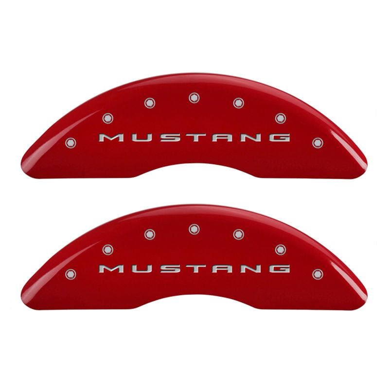 MGP 4 Caliper Covers Engraved Front 2015/Mustang Engraved Rear 2015/GT Red finish silver-SR1 Performance