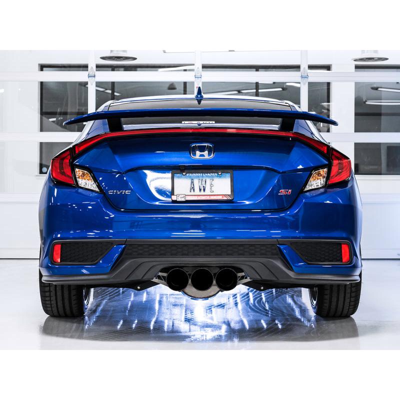 AWE Tuning 2016+ Honda Civic Si Touring Edition Exhaust w/Front Pipe & Triple Diamond Black Tips-SR1 Performance