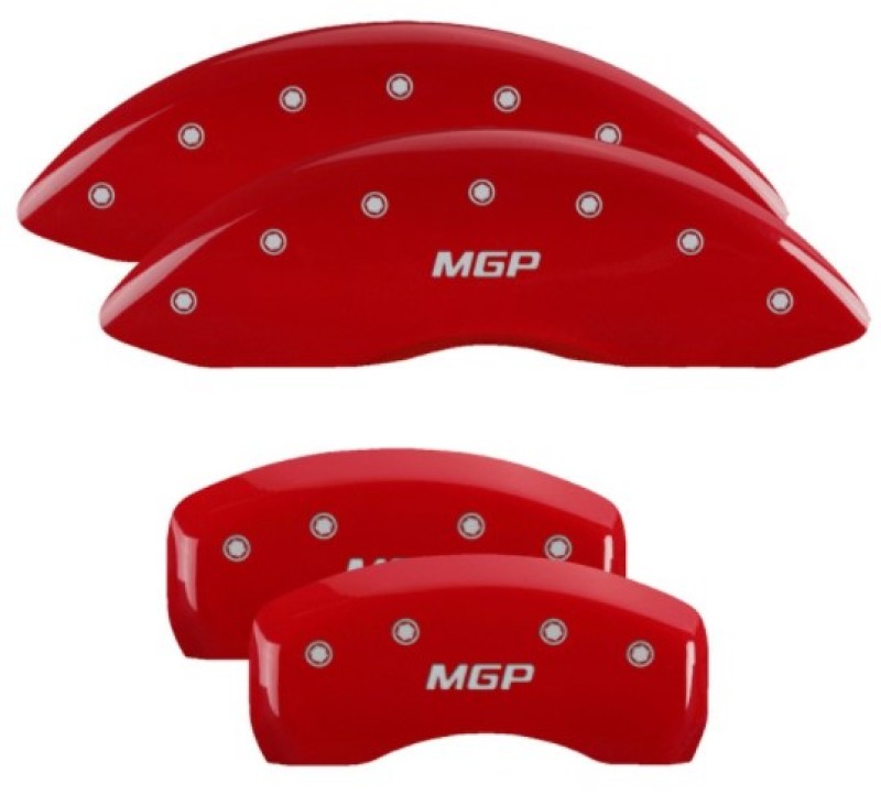 MGP 4 Caliper Covers for 2019-2020 Ford Edge * Red Finish with Silver Engraving