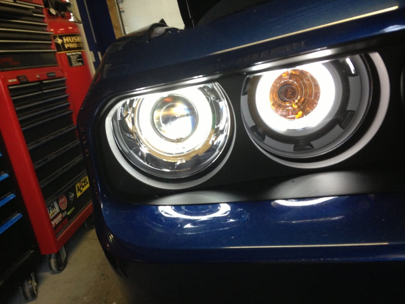 ANZO 2008-2014 Dodge Challenger Projector Headlights w/ Halo Black (CCFL)-SR1 Performance