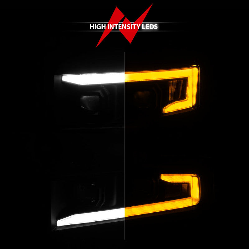 ANZO 19-22 Chevrolet Silverado 1500 LED Proj HL w/Lgt Bar SwBk Seq. Blk w/In. Light - Driver Side ON-SR1 Performance