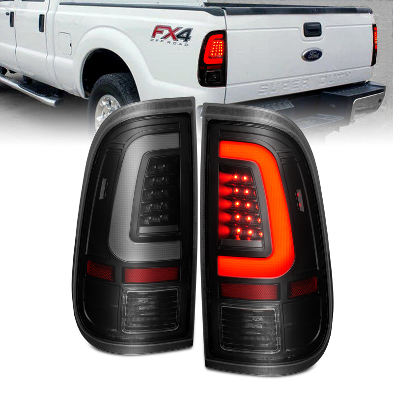 ANZO 2008-2016 Ford F-250 LED Tail w/ Lights Bar Black Housing Smoke Lens-SR1 Performance
