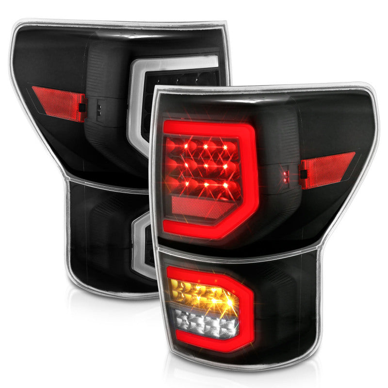 ANZO 2007-2013 Toyota Tundra LED Taillights Plank Style Black w/Clear Lens-SR1 Performance