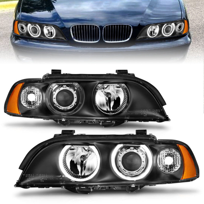 ANZO 1997-2001 BMW 5 Series Projector Headlights w/ Halo Black-SR1 Performance