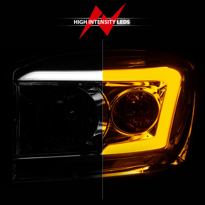 Anzo 06-09 Dodge RAM 1500/2500/3500 Headlights Chrome Housing/Clear Lens (w/Switchback Light Bars)-SR1 Performance