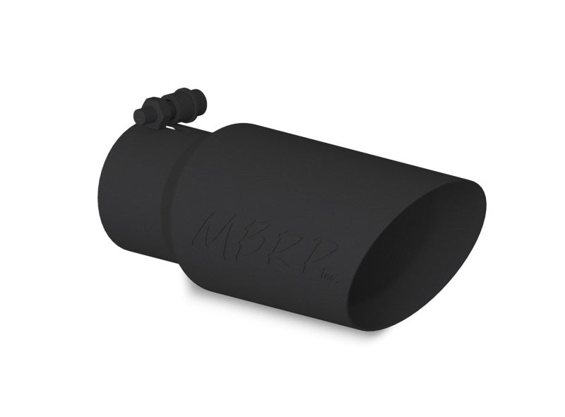 MBRP Universal Tip 4in OD 3in Inlet 10in Length Dual Wall Angled End Black-SR1 Performance