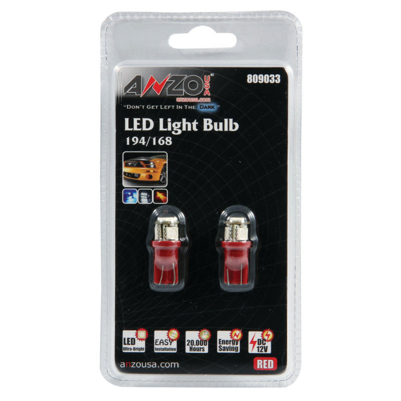 ANZO LED Bulbs Universal 194/168 Red - 4 LEDs-SR1 Performance