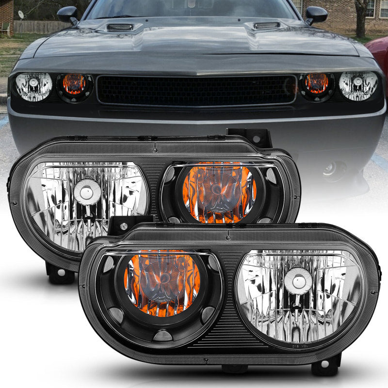 ANZO 2008-2014 Dodge Challenger Crystal Headlights Black-SR1 Performance