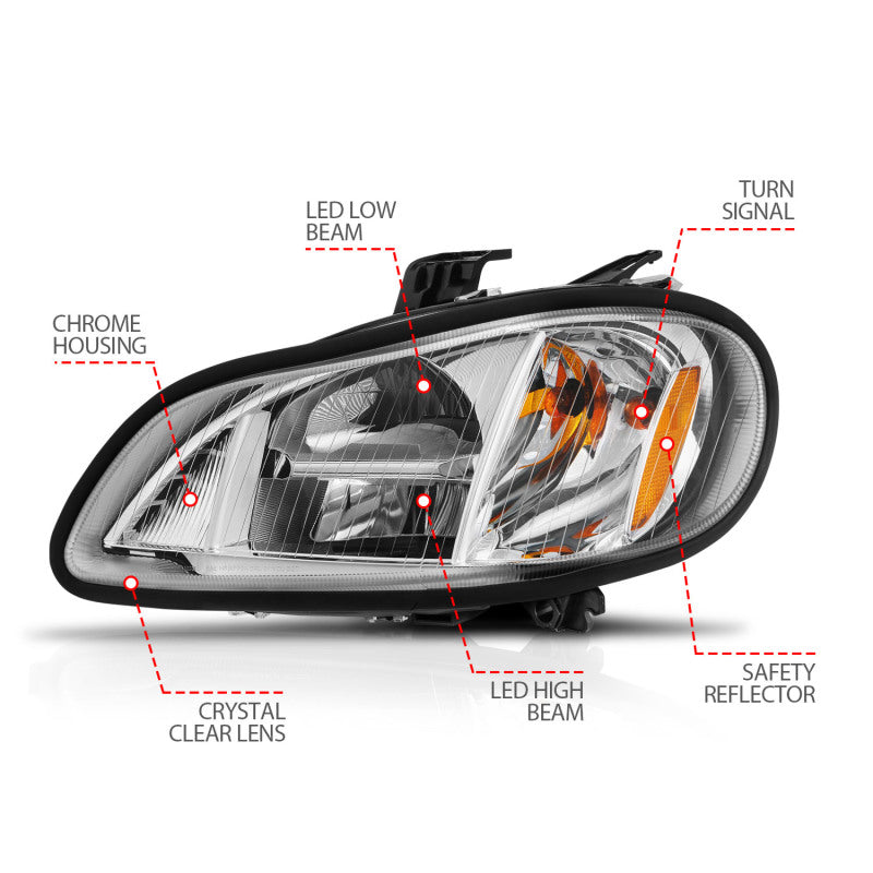 ANZO 2002-2014 Freightliner M2 LED Crystal Headlights Chrome Housing w/ Clear Lens (Pair)-SR1 Performance
