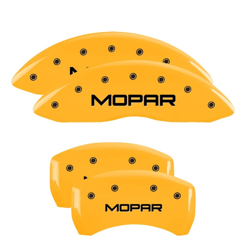 MGP 4 Caliper Covers Engraved Front & Rear MOPAR Yellow finish black-SR1 Performance