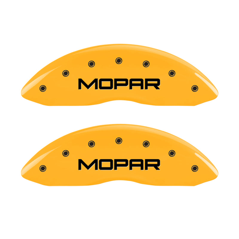 MGP 4 Caliper Covers Engraved Front & Rear MOPAR Yellow finish black-SR1 Performance