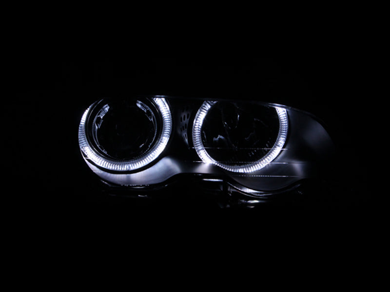 ANZO 2000-2003 BMW 3 Series E46 Projector Headlights w/ Halo Black-SR1 Performance