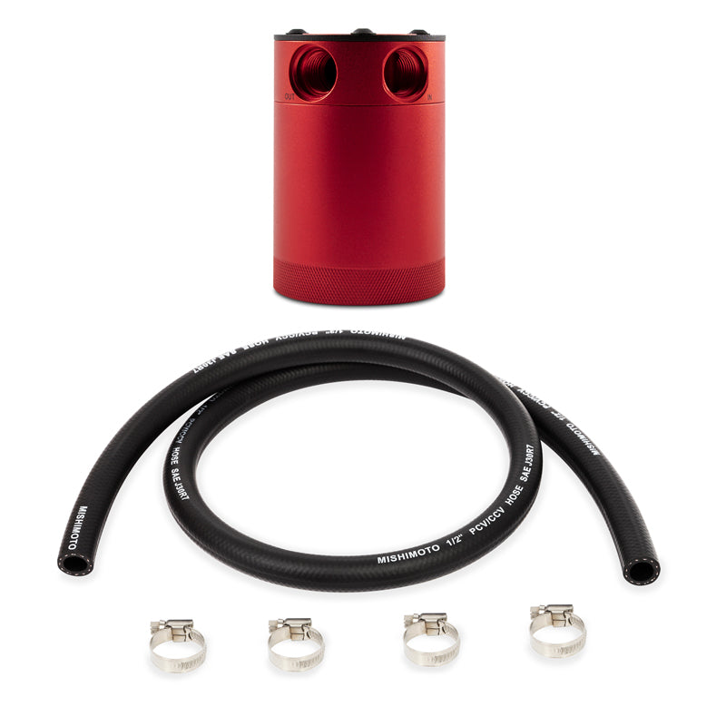 Mishimoto Assembled Universal 2-Port Catch Can Red w/ Hose-SR1 Performance
