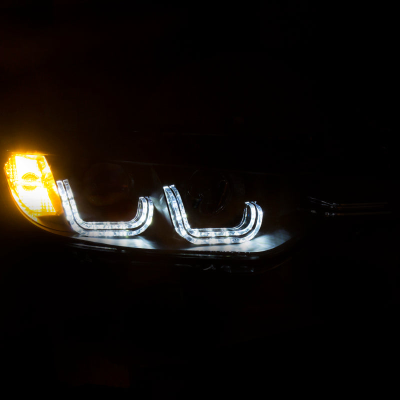 ANZO 2012-2015 BMW 3 Series Projector Headlights w/ U-Bar Black-SR1 Performance