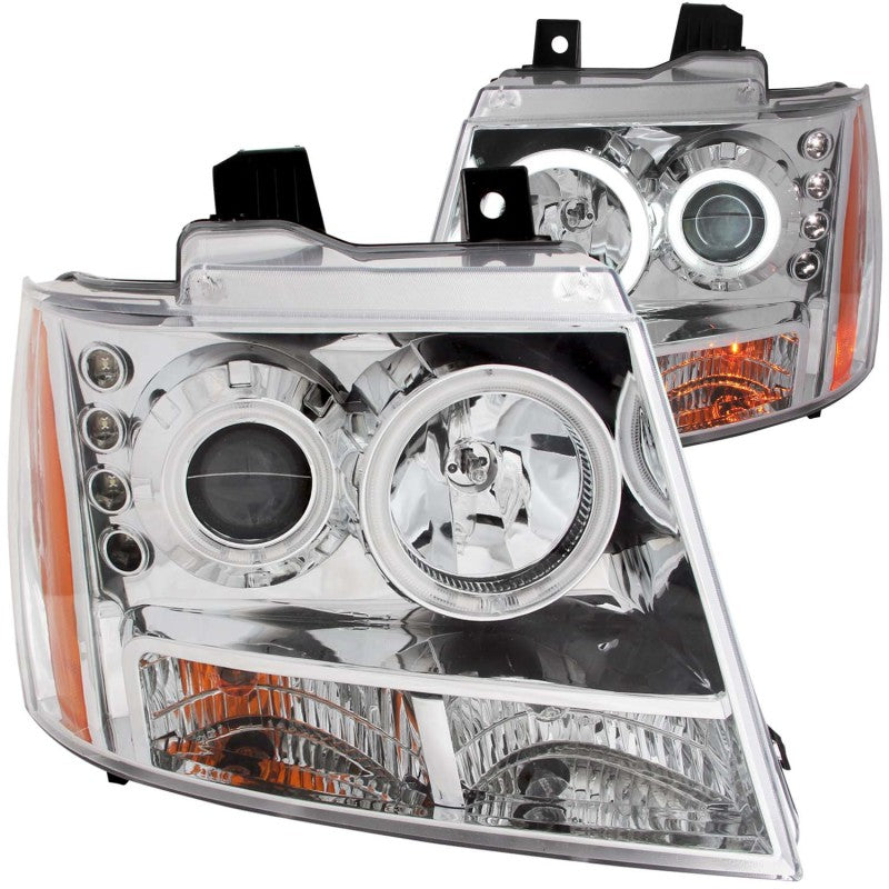 ANZO 2007-2013 Chevrolet Avalanche Projector Headlights w/ Halo Chrome-SR1 Performance