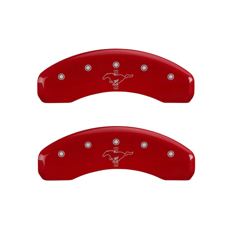 MGP 4 Caliper Covers Engraved Front 2015/Mustang Engraved Rear 2015/Bar & Pony Red finish silver-SR1 Performance
