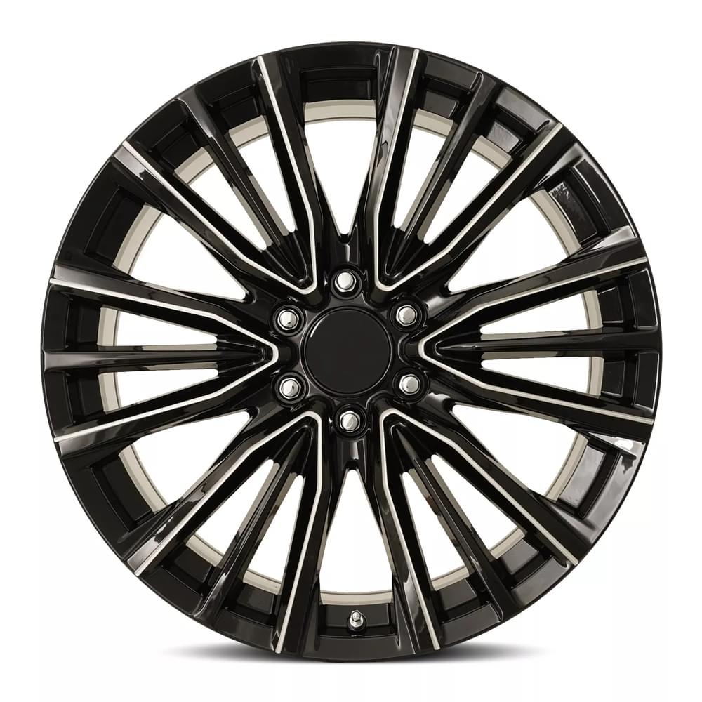 FR 205 - PLATINUM V REPLICA WHEEL-Gloss Black Balled Milled 22x9 6x5.5 + 28 HB 78.1